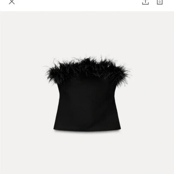 ZARA STRAPLESS FEATHER TOP - Picture 5 of 6